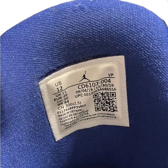 Nike Airco Jumpman Black Tennis Shoes w/ Blue Jordan Logo, Men’s Sz 12, Preowned - Picture 6 of 6